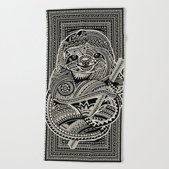 Polynesian Sloth Beach Towel