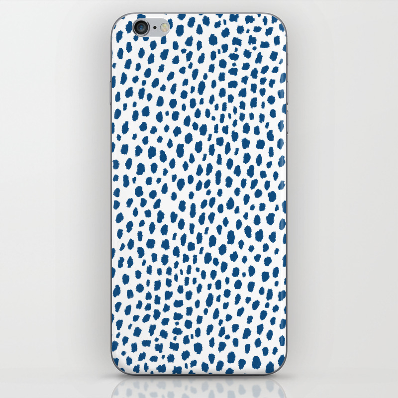 Society6 Handmade Polka Dot Paint Brush Pattern Pantone Classic Blue and White by Design Minds Boutique on 