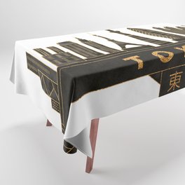 Tokyo Skyline Black and Gold Tablecloth