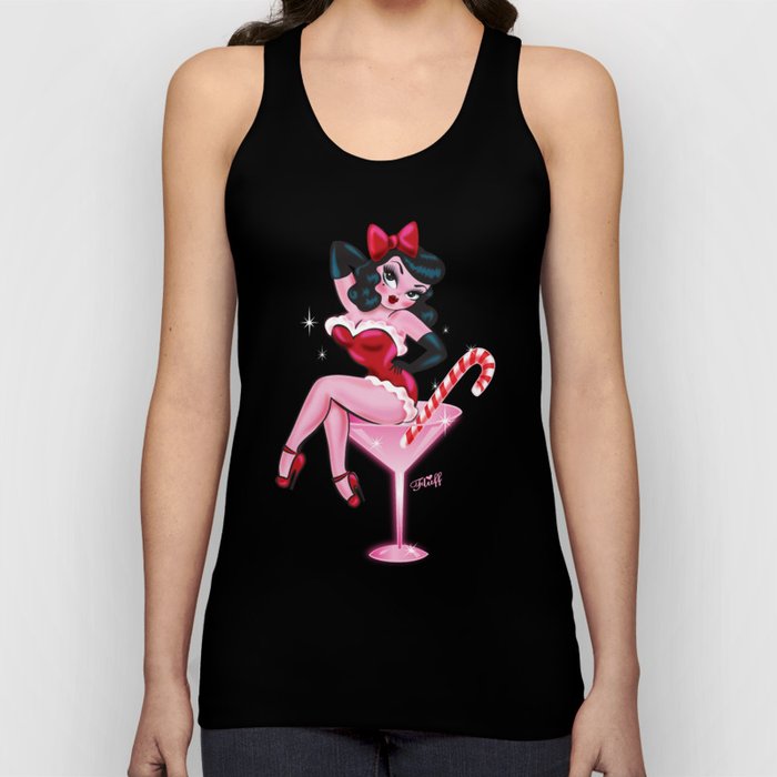 Candy Cane Martini Pin Up Girl Unisex Tank Top Candy Cane Martini Pin Up Girl Unisex Tank Top