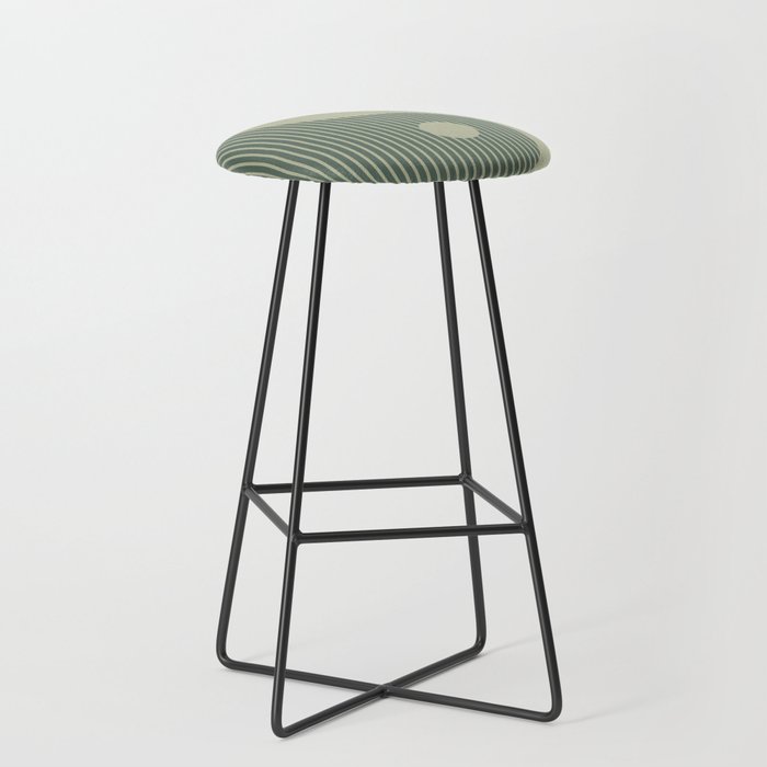 Geometric Lines Ying and Yang 10 in Forest Sage Bar Stool