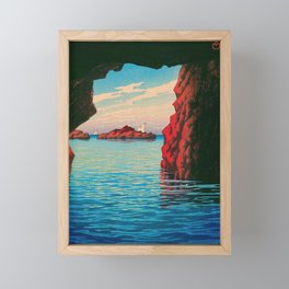Kojaku cavern at Oga Peninsula by Kawase Hasui Framed Mini Art Print