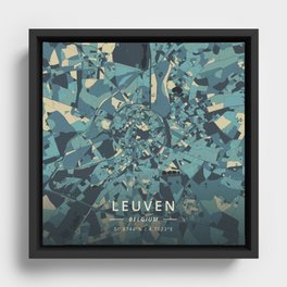 Leuven, Belgium - Cream Blue Framed Canvas
