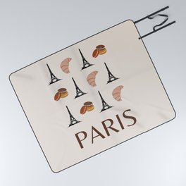 Paris Eiffel Tower Retro Modern Art Decor Boho Terracotta Tones Illustration  Picnic Blanket