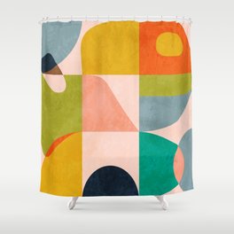 mid century abstract shapes spring I Shower Curtain