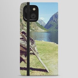 Viking wooden boat by the fjord in Norway | Ancient Scandinavia iPhone Wallet Case