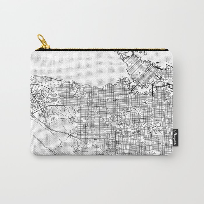 Vancouver White Map Carry-All Pouch