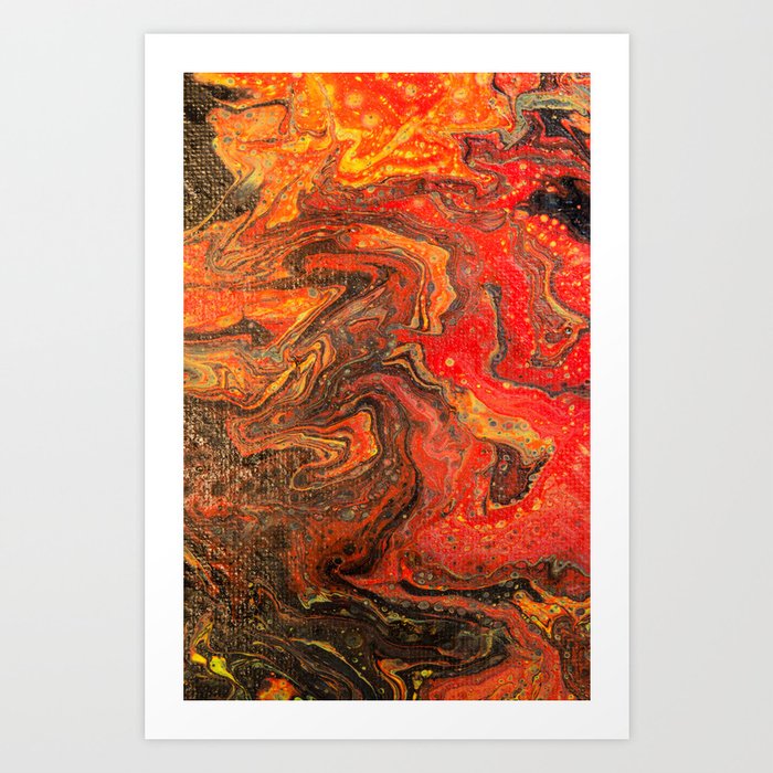 Fluid Art Acrylic Painting Pour 24 Red Yellow Orange Black
