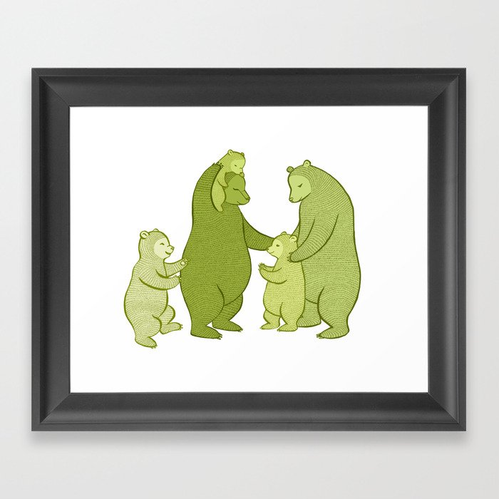 Bear family of Five Framed Art Print