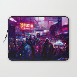 Postcards from the Future - Cyberpunk Street Market Laptop Sleeve