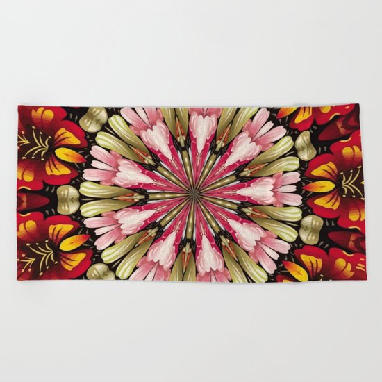 Botanical Dreams Mandala Beach Towel