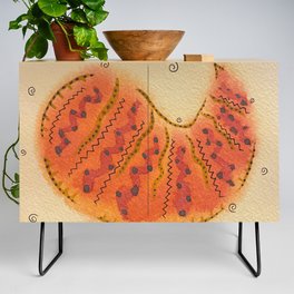 Hand Painted Orange Watercolor Abstract Design - Citrus Vibes Credenza