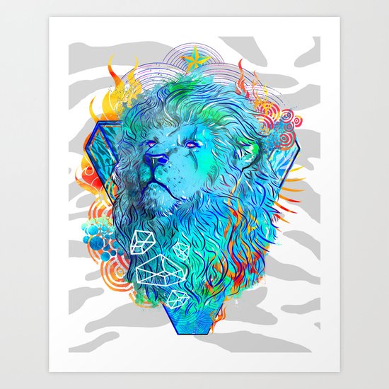 Fire Lion Art Print