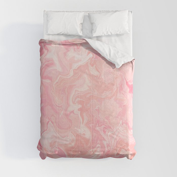 Blush pink abstract watercolor marble pattern Comforter
