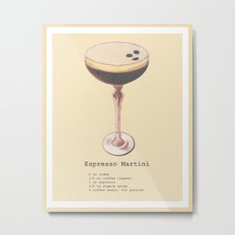 be tipsy: espresso martini Metal Print | Expresso, Watercolor, Kitchen, Coffee, Painting, Bar, Martini, Cocktail, Booze, Alcohol 