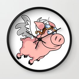 Flying Pig Wall Clock | Digital, Cochon, Cochonvolant, Cohons, Pig, Pigs, Flyingpig, Drawing 