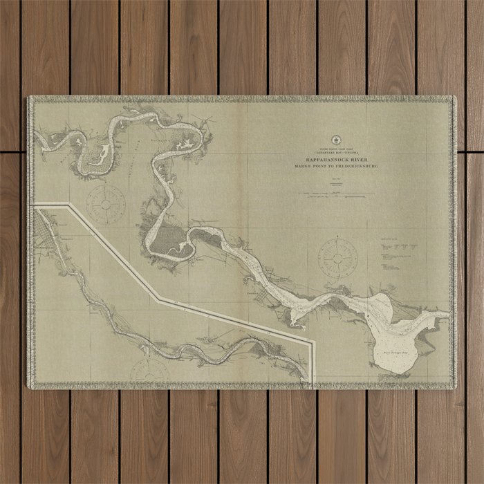 Vintage Map of the Rappahannock River (1911) Outdoor Rug