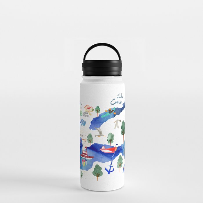 Lake Geneva Map by Sara Franklin Water Bottle