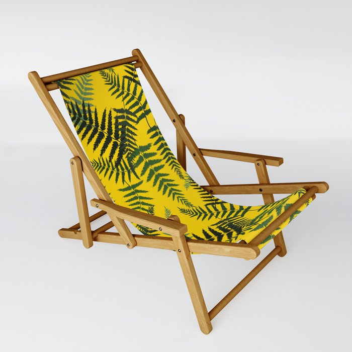 Fern Leaf Pattern on Yellow Background Sling Chair