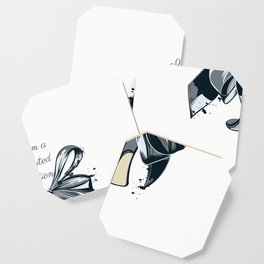 Fashion illustration with high heel shoe and bow. I am limited edition Coaster