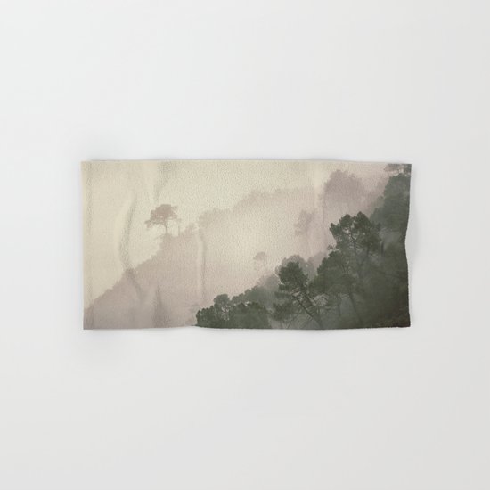"Mountain light II". Foggy forest. Hand & Bath Towel