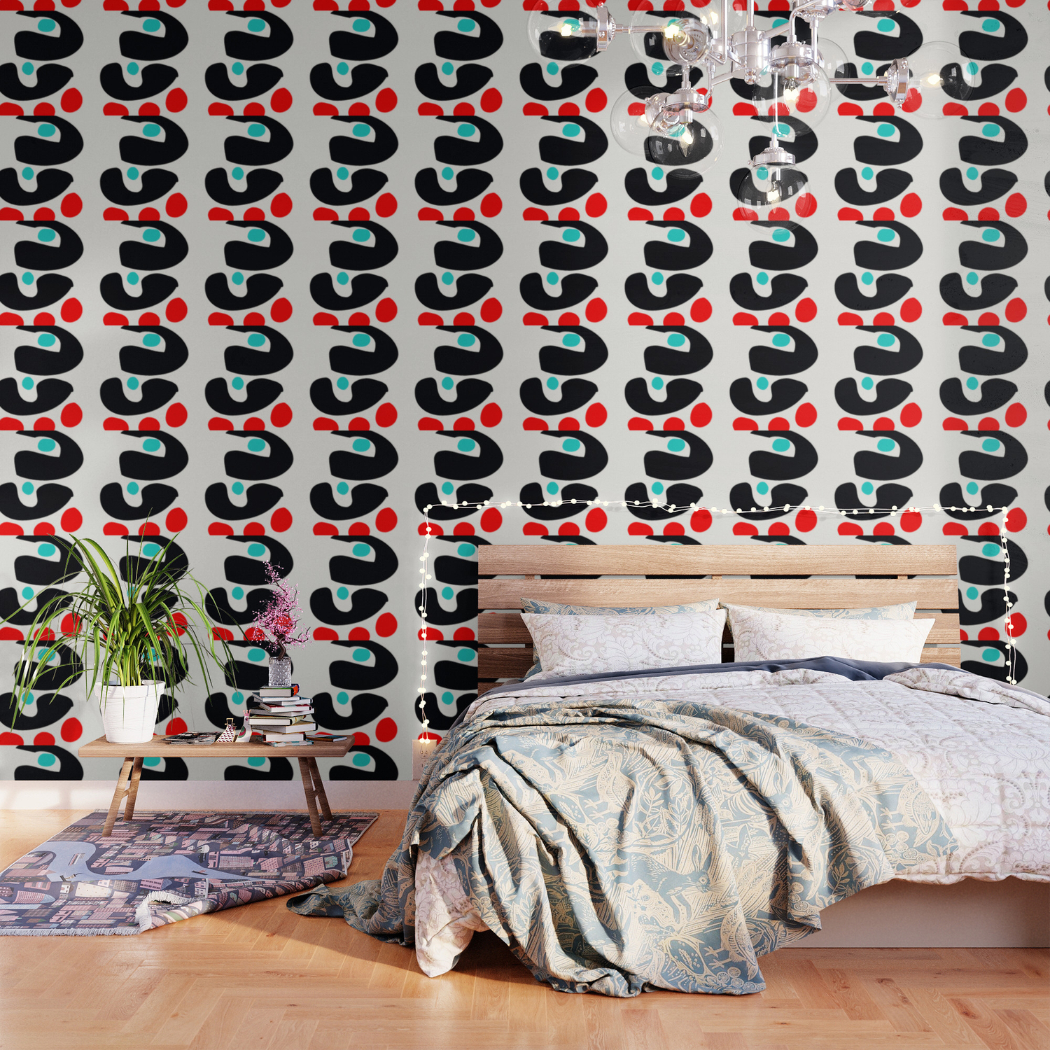 Abstract Art Minimalism Blue Black And Red Wallpaper By