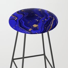 dark blue sky marble with gold veins foil shiny and beautiful Bar Stool