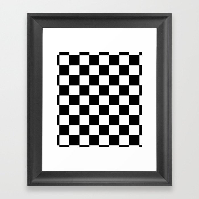 White and Black Checker Pattern  Framed Art Print