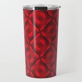 A red-black pattern of rhombuses connected by quatrefoils and a black middle. Travel Mug