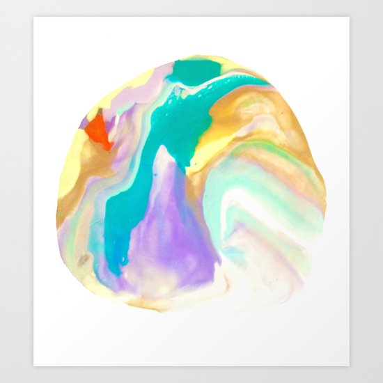 Deep Sea Colorful Surprises Marbling Art Print