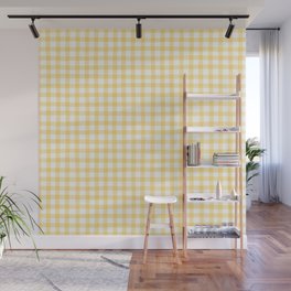 Hand Drawn Gingham - Mustard and White Wall Mural