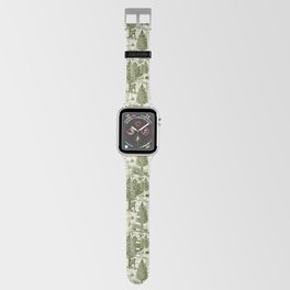 Bigfoot / Sasquatch Toile de Jouy in Forest Green Apple Watch Band