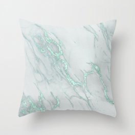 Marble Love Mint Metallic Throw Pillow