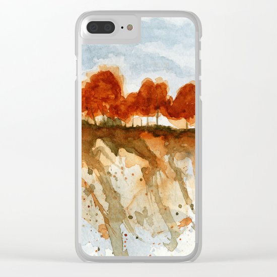 Firebranch Ridge, Watercolor Abstract Landscape Art Clear iPhone Case