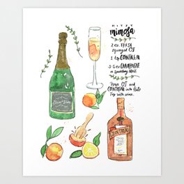 Ritzy Mimosa Cocktail Recipe Art Print