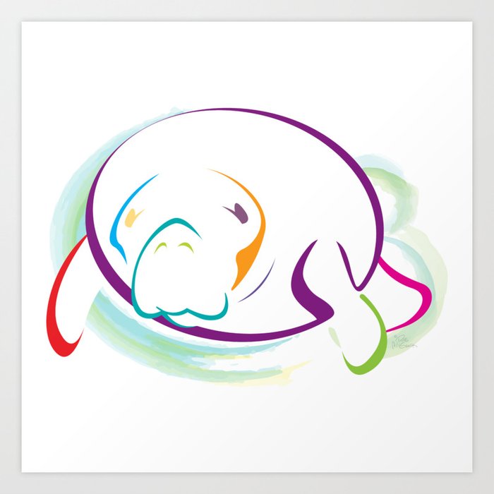 Rainbow Manatee Art Print By Rmcgcreative Society6