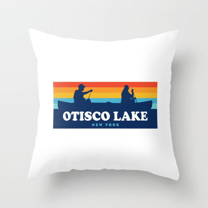 Otisco Lake New York Canoe Throw Pillow