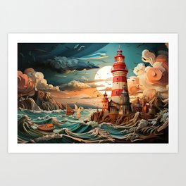 Surreal marine landscape Art Print