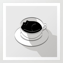 Coffee Cat 5: Black Catfee Art Print
