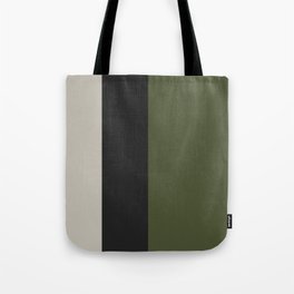 Modern Minimal Colorblock Olive Green, Black and Natural Tote Bag