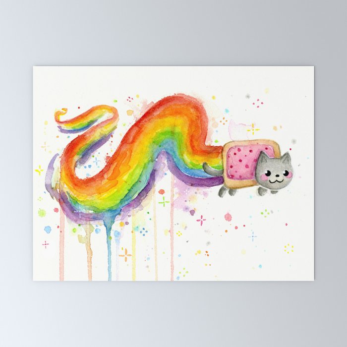 Rainbow Cat In Pop Tart Mini Art Print By Olechka Society6