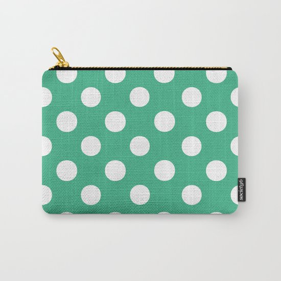 Polka Dots (White/Mint) Carry-All Pouch