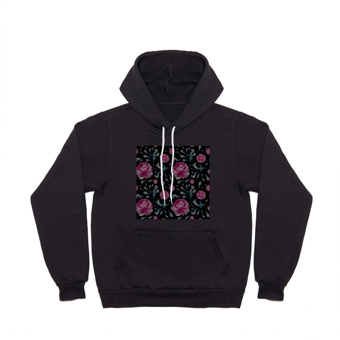 Embroidered Boho Pink Flowers Hoody
