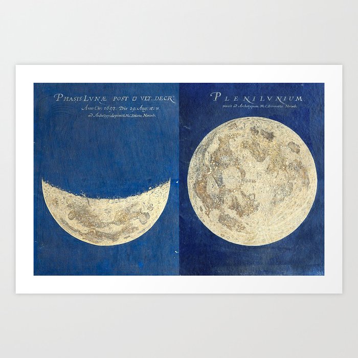 17th-Century Astronomical Art by Maria Clara Eimmart: Moon Phases Art Print