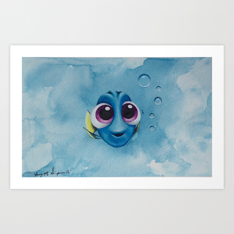 Finding Dory Watercolor Painting Art Print By Corysimpsonart