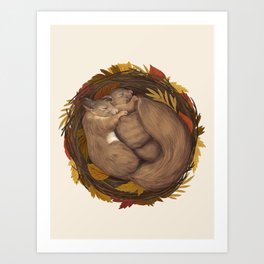 Sleeping Squirrels  Art Print