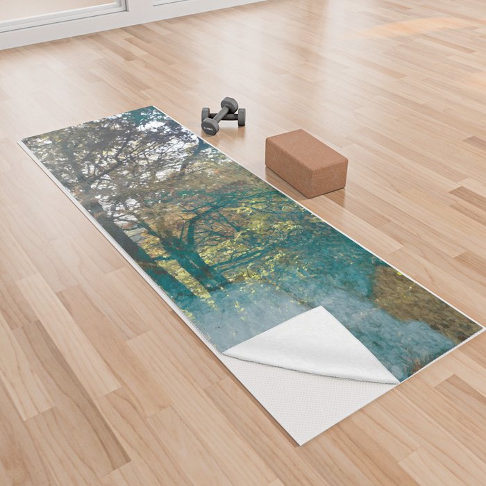Aqua blue forest 3 Yoga Towel
