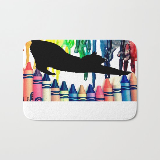 The cat got into the crayons Bath Mat