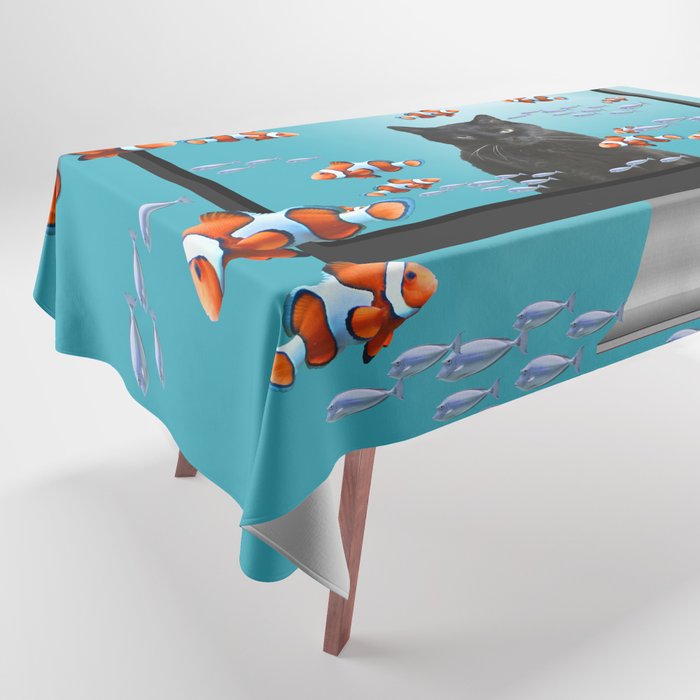 Snoki Black Cat - Computer Clownfishes Fantasy Future Design Tablecloth