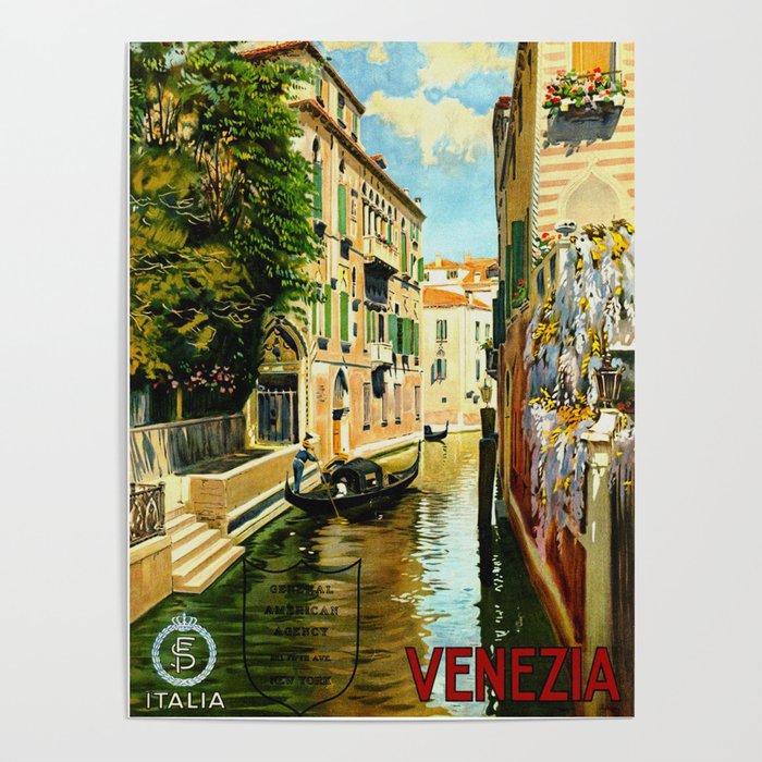 Venezia Venice Italy Vintage Travel Poster By Yesteryears Society6